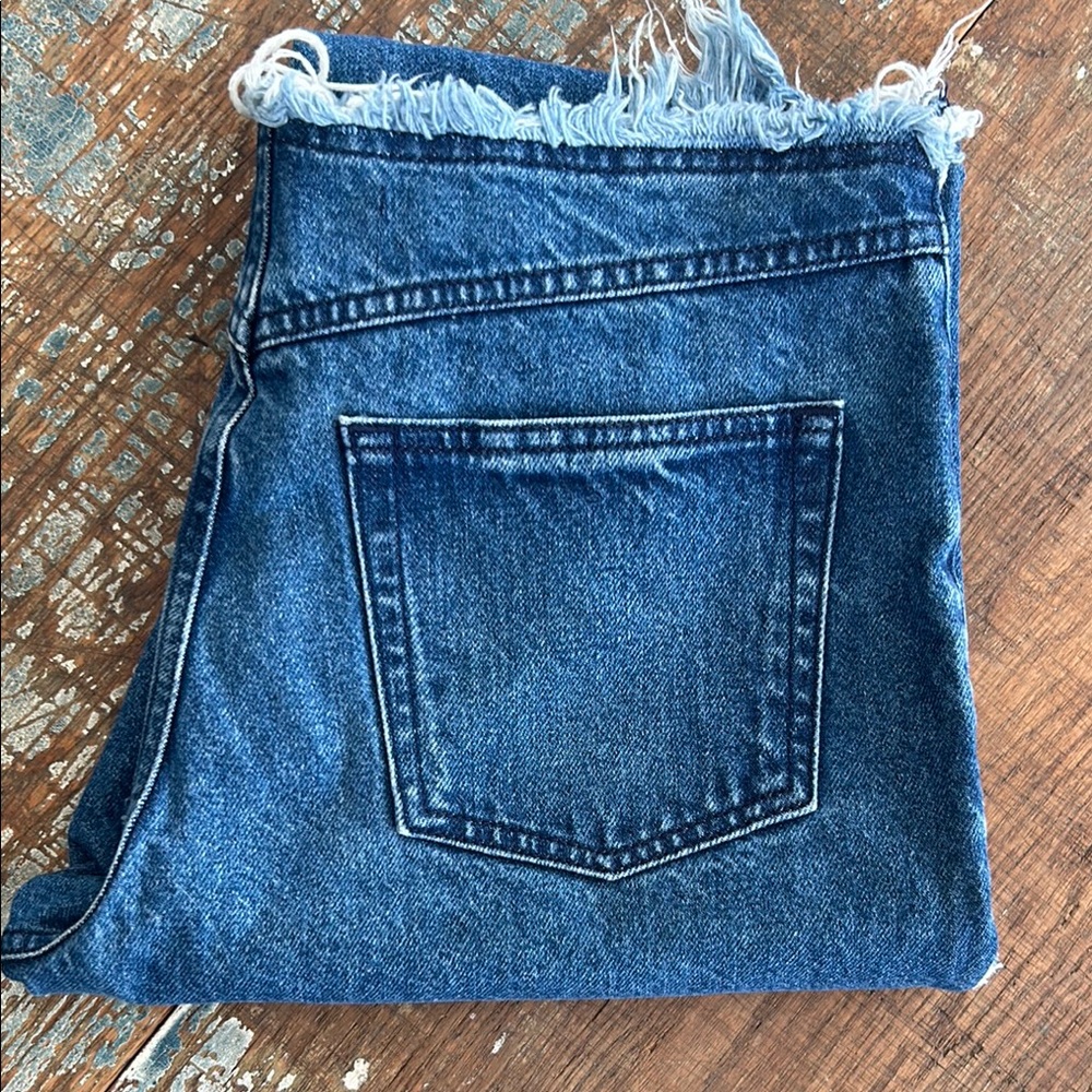 Marques Almeida Waistless Fringed  Blue Denim Jeans